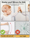 Shatterproof Acrylic Mirror Tiles – 4 - Pack Wall Stickers for Kids, Home Gym, Bedroom & Bathroom, Easy Peel - and - Stick Decorative Mirrors with Double - Sided Tape (Silver,12" x 12") - RnR Galore