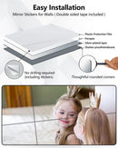 Shatterproof Acrylic Mirror Tiles – 4 - Pack Wall Stickers for Kids, Home Gym, Bedroom & Bathroom, Easy Peel - and - Stick Decorative Mirrors with Double - Sided Tape (Silver,8" x 8") - RnR Galore