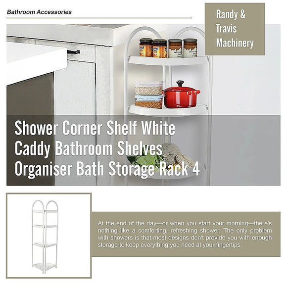 Shower Corner Shelf White Caddy Bathroom Shelves Organiser Bath Storage Rack 4 - RnR Galore