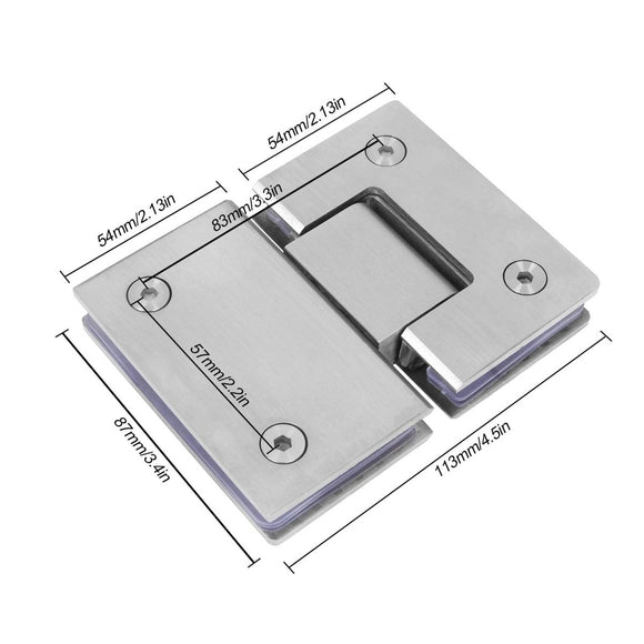 Shower Glass Door Gate Hinge 304 Stainless Steel 180 Degrees Polished Chrome Finish - RnR Galore