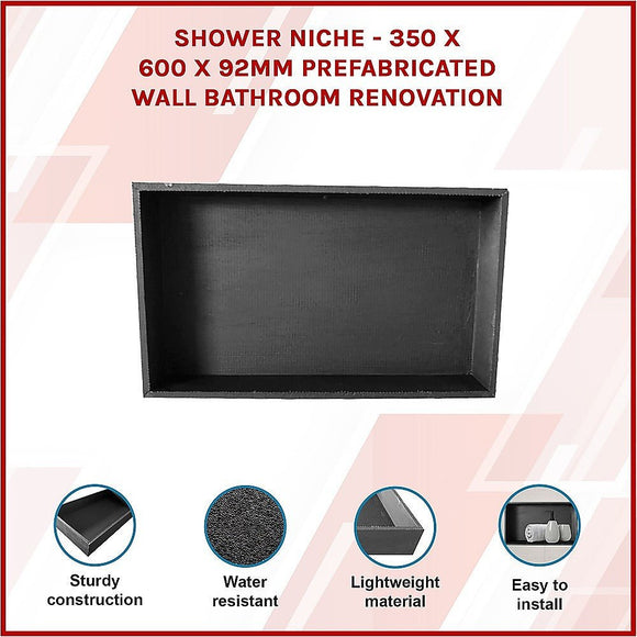 Shower Niche - 350 x 600 x 92mm Prefabricated Wall Bathroom Renovation - RnR Galore