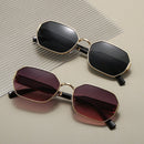 Silver Frame and Grey Lenses Modern Retro Geometric Sunglasses - Chic Metal Frame with UV400 Lenses and Black PU Leather Protective Case - RnR Galore