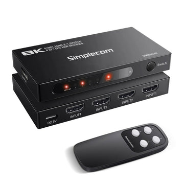 Simplecom CM324v2 4 - Port HDMI 2.1 Switch with Remote 4 IN 1 OUT Splitter HDCP 2.3 8K@60Hz - RnR Galore