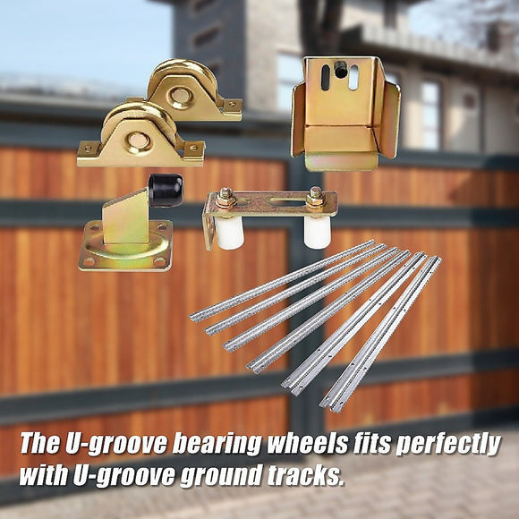 Sliding Gate Hardware Accessories Kit - 6m Track, Wheels, Stopper, Roller Guide - RnR Galore