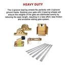 Sliding Gate Hardware Accessories Kit - 6m Track, Wheels, Stopper, Roller Guide - RnR Galore