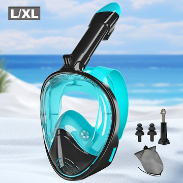 S/M Full - face silicone snorkeling mask, full - dry panoramic snorkeling mirror, camera bracket, large frame anti - leakage and anti - fog swimming mirror set for adults. - RnR Galore