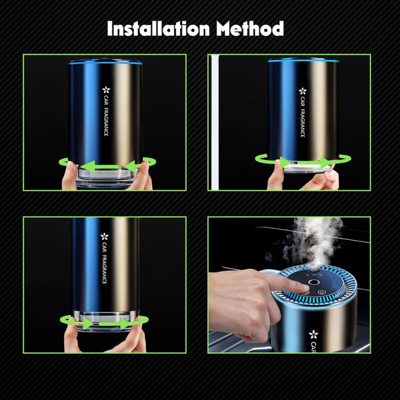 Smart Car Air Freshener with Starry Lights Projector: Automatic Aroma Diffuser, 3 Modes, Rechargeable for Car & Home - RnR Galore
