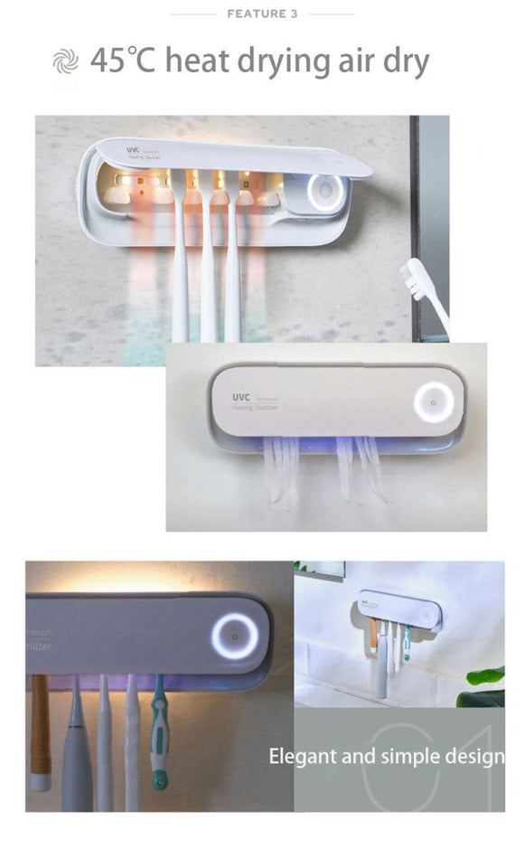 Smart UVC Toothbrush Sterilizer & Holder with Heat Drying, Radar Sensor Night Light(white) - RnR Galore
