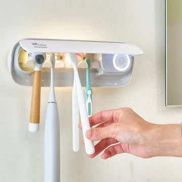 Smart UVC Toothbrush Sterilizer & Holder with Heat Drying, Radar Sensor Night Light(white) - RnR Galore