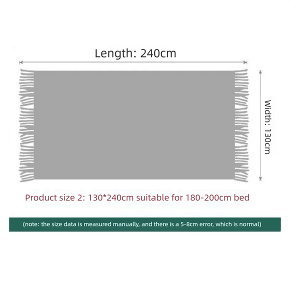 Smoky grey Nordic Knitted Throw Blanket with Tassels 130x230cm Soft Acrylic Diamond Pattern Sofa Cover Bed Runner and Travel Blanket - RnR Galore