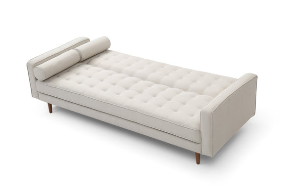 Sofa Bed 3 Seater Button Tufted Lounge Set for Living Room Couch in Fabric Beige Colour - RnR Galore