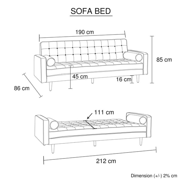 Sofa Bed 3 Seater Button Tufted Lounge Set for Living Room Couch in Fabric Beige Colour - RnR Galore