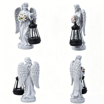 Solar - Powered Angel Lantern Outdoor Light, Resin Waterproof Garden Decorative Light, Walkway and Lawn Mood Light, Garden Statue Ornament for Ambiance - RnR Galore