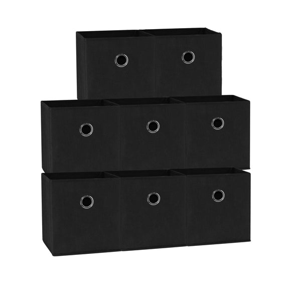 SORTI 27x28x27 CM Black 8 - Pack Foldable Storage Cubes - Fabric Bookcase Organizers for Toys and More - RnR Galore
