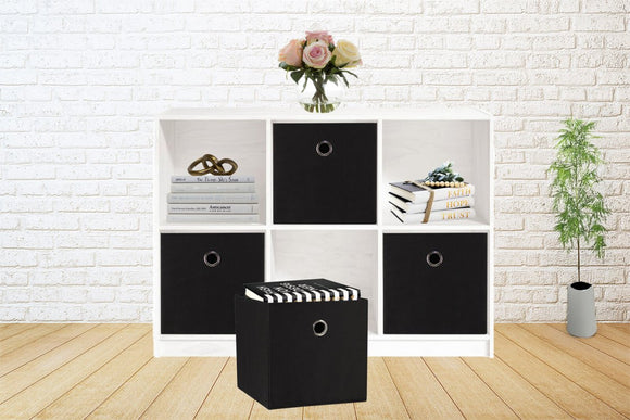 SORTI 27x28x27 CM Black 8 - Pack Foldable Storage Cubes - Fabric Bookcase Organizers for Toys and More - RnR Galore