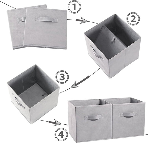 SORTI 27x28x27 CM Grey 8 - Pack Foldable Storage Cubes - Fabric Bookcase Organizers for Toys and More - RnR Galore