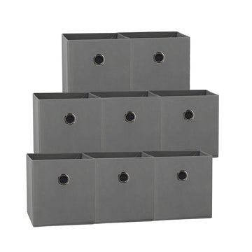 SORTI 27x28x27 CM Grey 8 - Pack Foldable Storage Cubes - Fabric Bookcase Organizers for Toys and More - RnR Galore