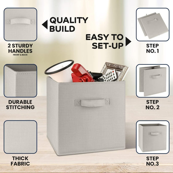 SORTI 27x28x27 CM Red 8 - Pack Foldable Storage Cubes - Fabric Bookcase Organizers for Toys and More - RnR Galore