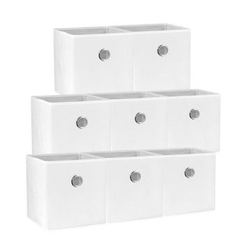 SORTI 27x28x27 CM White 8 - Pack Foldable Storage Cubes - Fabric Bookcase Organizers for Toys and More - RnR Galore