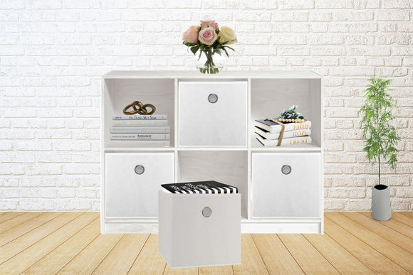 SORTI 27x28x27 CM White 8 - Pack Foldable Storage Cubes - Fabric Bookcase Organizers for Toys and More - RnR Galore
