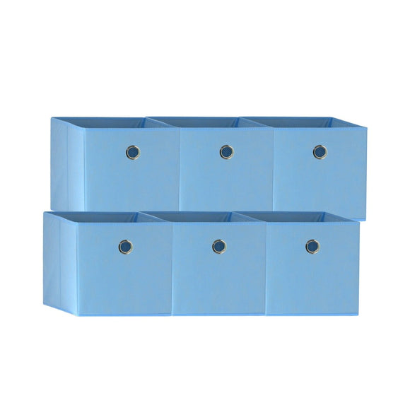 SORTI 33x33x27 CM Blue 6 - Pack Foldable Storage Cubes - Fabric Bookcase Organizers for Toys and More - RnR Galore