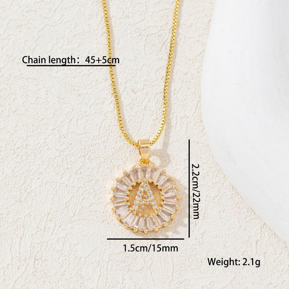 Sparkling Cubic Zirconia Initial Letter Necklace Set - Gold Plated Two - Piece Design(B) - RnR Galore