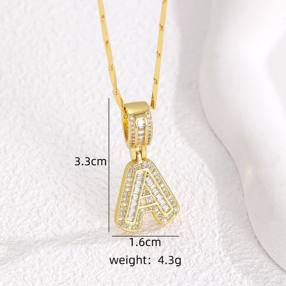 Sparkling Cubic Zirconia Initial Letter Necklace Set - Gold Plated Two - Piece Design(E) - RnR Galore