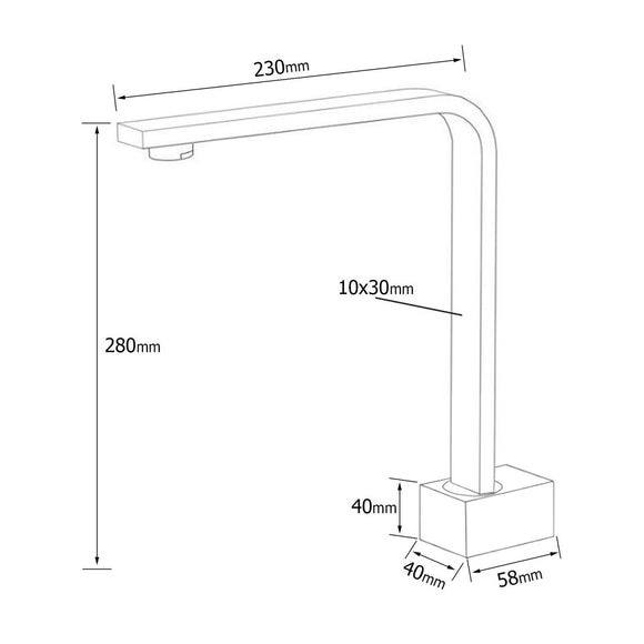 Square Chrome Gooseneck Arm Wall Mounted Swivel Bathtub Spout Faucet Outlet Set - RnR Galore