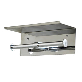 Stainless Steel Double Toilet Paper Holder Towel Roll Tissue Rack Storage Shelf - RnR Galore