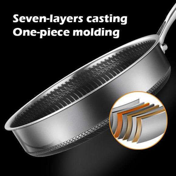 Stainless Steel Frying Pan Non - Stick Cooking Frypan Cookware 32cm Honeycomb Double Sided - RnR Galore