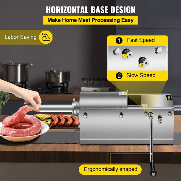 Stainless Steel Manual Sausage Stuffer, 5 Tubes, Home to Commercial Use - RnR Galore