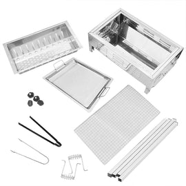 Stainless Steel Portable Outdoor BBQ Barbecue Grill Set Charcoal Kebab Picnic Camping Sets Medium - RnR Galore