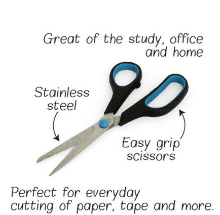 Stainless Steel Scissors Soft Handle Kitchen Craft Office School Sharp Kitchen - RnR Galore
