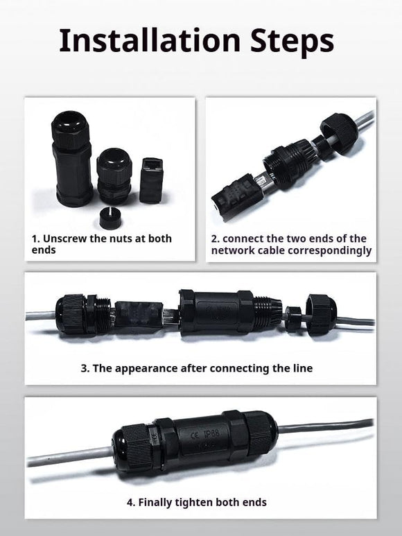 Starlink Ethernet Connector,RJ45 Coupler, Ethernet Female to Female Extender with Lightning Protection and IP68 Waterproof,CAT8/CAT7/CAT6/CAT5E Cables - RnR Galore