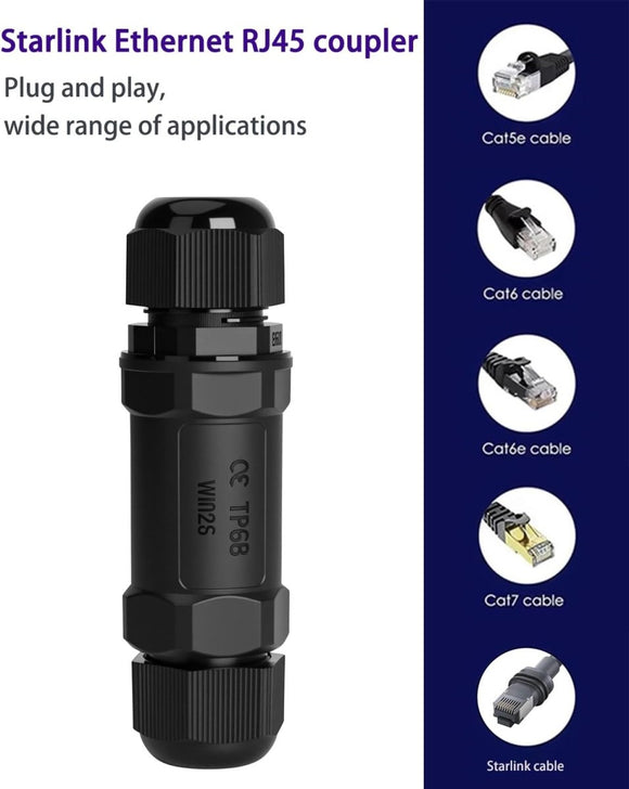 Starlink Ethernet Connector,RJ45 Coupler, Ethernet Female to Female Extender with Lightning Protection and IP68 Waterproof,CAT8/CAT7/CAT6/CAT5E Cables - RnR Galore