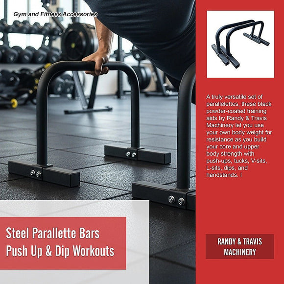 Steel Parallette Bars for Push Ups, Dips & Calisthenics Home Strength Training - RnR Galore