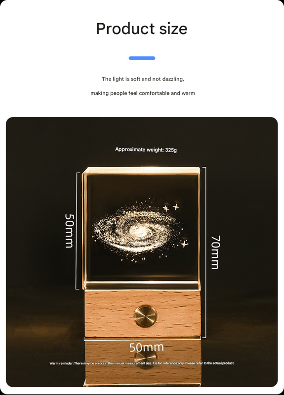 Stroll through the starry sky Luminous 3D Crystal Cube Night Light - Laser Engraved Artwork with Solid Wood Base - RnR Galore