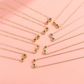 Style 1 Gold Infinity Necklace for Women - Dainty Titanium Steel Pendant with Sparkling Cubic Zirconia - RnR Galore