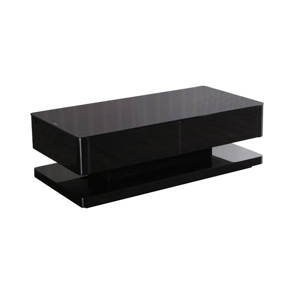 Stylish Coffee Table High Gloss Finish in Shiny Black Colour with 4 Drawers Storage - RnR Galore