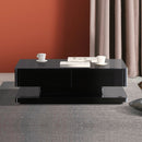 Stylish Coffee Table High Gloss Finish in Shiny Black Colour with 4 Drawers Storage - RnR Galore