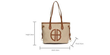 Stylish Large Capacity Tote Bag with PU Leather Trim & Logo Detail(black) - RnR Galore