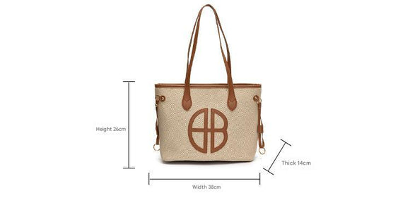 Stylish Large Capacity Tote Bag with PU Leather Trim & Logo Detail(black) - RnR Galore