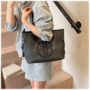 Stylish Large Capacity Tote Bag with PU Leather Trim & Logo Detail(Blue and Brown) - RnR Galore