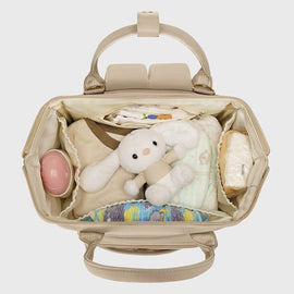 Stylish Mom Backpack with Insulated Bottle Pocket – Multi - Compartment Diaper Bag, Anti - Theft Phone Pocket, Large Capacity Baby Organizer, Travel Backpack for Moms (Apricot) - RnR Galore