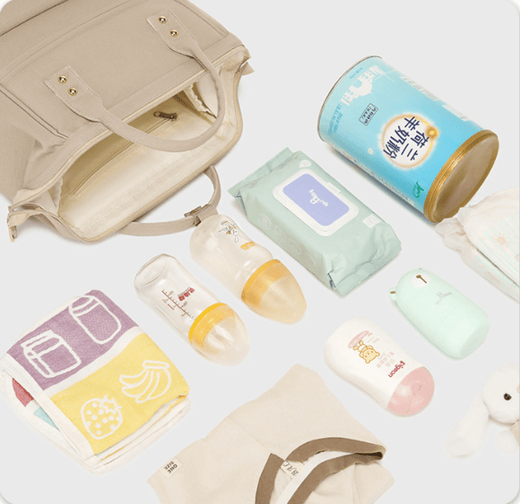 Stylish Mom Backpack with Insulated Bottle Pocket – Multi - Compartment Diaper Bag, Anti - Theft Phone Pocket, Large Capacity Baby Organizer, Travel Backpack for Moms (Apricot) - RnR Galore