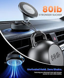 Suction Phone Mount for Car Dashboard/Windshield - 360°Adjustable Magnetic Phone Holder for Car, Foldable Car Phone Holder for iPhone Series (Carbon Fiber & Aluminum Alloy) - RnR Galore