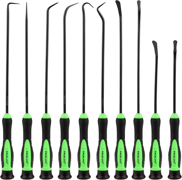 SWANLAKE 10 - Piece Pick and Hook Set, Pick Tool Set for Car Auto Oil Seal/O - Ring Seal Gasket Pick Mini Hooks Puller Remover - RnR Galore