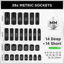 SWANLAKE 3/8" Drive Impact Socket Set, 50 - Piece Standard SAE (5/16 to 3/4 inch) and Metric (8 - 22mm) Size, 6 Point, Cr - V, 3/8 - Inch Ratchet Handle, Extension Bar, Universal Joint - RnR Galore