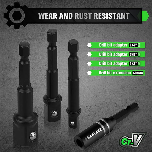 SWANLAKE SWANLAKE 39PCS Magnetic Hex Nut Driver Master Kit,1/4" Quick - Change Hex Shank, SAE & Metric Power Nuts Driver Drill Bit Tools Set,Cr - V Steel - RnR Galore
