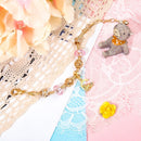 Sweet Style Crystal Rhinestone Gold Star Moon Pendant Cute Pink Bead Bracelet(17cm) - RnR Galore